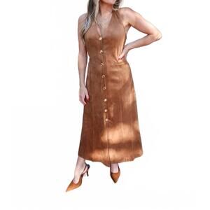 NEW 2.7 AUGUST APPAREL rodeo drive midi dress in brown
